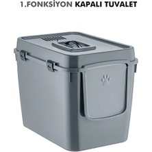 Poliva Xl 2 Fonksiyonlu Premium Kapalı Kedi Tuvaleti ve Açık Kedi Tuvaleti 56 x 40 x 43 cm