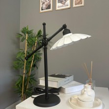 Bamyum Risso Beyaz Siyah Gövde Masa Lambası Dekoratif Abajur Çocuk Odası Başucu Lambası Okuma Lambası