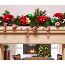 Kapella Yılbaşı Kumaş Garland Top ve Baston Şekerli 180CM AST7158