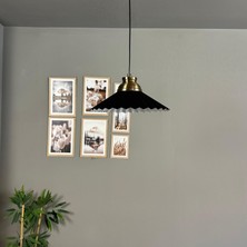 Bamyum Avilla Siyah Tekli Metal Avize Küçük Plafonyer Rozans Başlık Cafe Mutfak Modern Sarkıt Aydınlatma