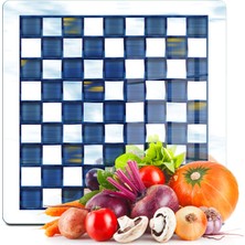 Decovetro Cam Kesme Tahtası ve Sunumluk Kare Mackenzie Blue White 30X30 cm