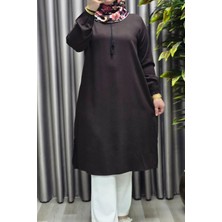 Elmas Tesettür Kadın Tesettür Giyim Büyük Beden Tek Renk Ipli Tunik