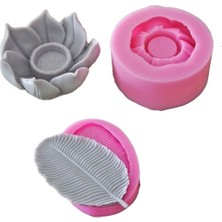 Morlalem Sunumluk Mumluk 23cm Yaprak ve Lotus Çiçeği 2 Adet Silikon Kalıp K-729