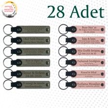 Miawiki Kül Gri & Yavru Ağzı, 28’li Set, Mesajlı Deri Hatıra Anahtarlık, Aile Pikniklerine Küçük Sürpriz