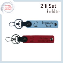 Miawiki Kedili Hediye Kutusuna Yakışır, Pati Motifli, Isme Yazılabilir Anahtarlık, Gök Mavi-Kırmızı