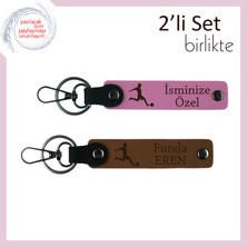 Miawiki Öğrenciye Mezuniyet Armağanı, Kişiye Özel Tasarım, Futbol Figürlü Anahtarlık Set, Pembe-Açık Kahve