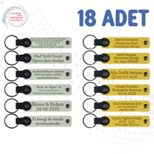 Miawiki Beyaz & Sarı, Fen Bilimleri Öğretmeninden Karne Hediyesi, 18’li Set, Kişisel Mesajlı Anahtarlık