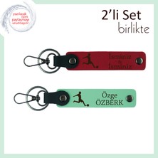 Miawiki Futbol Desenli Sporcu Hediyesi, Erkek Sevgiliye Kişisel Isimli Deri Takım, Kırmızı-Açık Yeşil