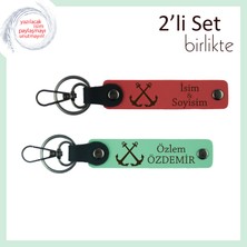 Miawiki Denize Tutkulu Kardeşe Hediye, Gemici Figürlü Kişisel Anahtarlık Seti, Nar Çiçeği-Açık Yeşil