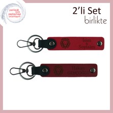 Miawiki Stil ve Gücün Buluştuğu Hediye, Aslan Temalı Yazılabilir Anahtarlık Seti, Kırmızı-Bordo