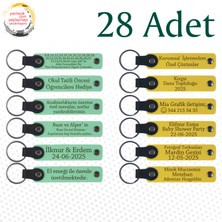 Miawiki Yeşil & Sarı, Aile Buluşmalarına Anlamlı Armağan, 28’li Set, Mesajlı Deri Hatıra Anahtarlık