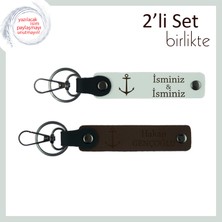 Miawiki Denizci Ruhunu Yansıtan Hediye, Kişisel Gemici Çıpası Figürlü 2’li Anahtarlık Takım, Beyaz-K Kahve