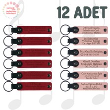 Miawiki Kırmızı & Yavru Ağzı, 12’li Set, Kişiye Özgü Yazılı Deri Hatıra, Bebek Doğum Gününe Özel Armağan