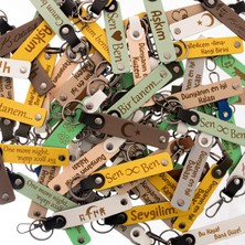 Miawiki Kül Gri & Sütlü Kahve, 36’lı Set, Isim Yazılabilir Deri Anahtarlık, Söz Töreni Misafirlerine Hatıra