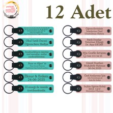 Miawiki Turkuaz & Y Ağzı, 12’li Set, Kişiye Özgü Deri Hatıra Anahtarlık, Dönem Sonu Anısı Olarak Hazırlanan