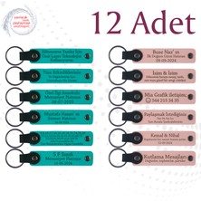 Miawiki K Turkuaz & Y Ağzı, 12’li Set, Isim ve Mesaj Yazılı Deri Hatıra, Bebek Doğum Partilerine Sürpriz