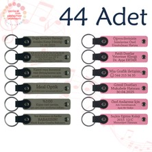 Miawiki Kül Gri & Pembe, 44’lü Set, Tarih ve Isimli Deri Hediyelik, Dans Grubu Gösterisine Anı Hediyesi