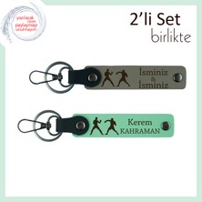 Miawiki Sporcuya Motive Edici Armağan, Yumruk Desenli, Kişisel Yazılı Anahtarlık, Kül Gri-Açık Yeşil