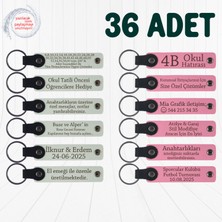 Miawiki Beyaz & Pembe, Nişan Törenine Katılanlara Özel Anı, 36’lı Set, Isim Yazılabilir Deri Anahtarlık