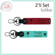 Miawiki Sporcu Ruhlu Kardeşe Seçkin Armağan, Kickboks Figürlü Ad Yazılı Anahtarlık Takımı, Kırmızı-Turkuaz