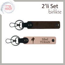 Miawiki Kickboks Motifli Hediye Takımı, Sporcu Ruhuna Uygun Kişisel Isimli Anahtarlık, Koyu Kahve-Yavru Ağzı