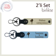 Miawiki Erkek Arkadaşa Cesaret Temalı Spor Hediyesi, Boks Figürlü Kişisel Deri Anahtarlık, S Kahve-Gök Mavi