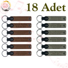 Miawiki A Kahve & Kül Gri, Akraba Gününe Küçük Bir Armağan, 18’li Set, Kişisel Mesajlı Deri Anahtarlık