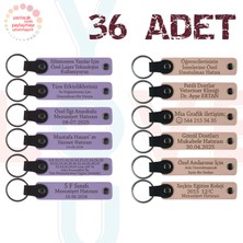 Miawiki Mor Menekşe & Pudra, 36’li Set, Isim Yazılabilir Deri Anahtarlık, Aile Tatillerine Küçük Sürpriz