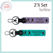 Miawiki Sporcuya Uygun Güçlü Tasarım, Fighter Figürlü, Kişisel Yazılı Anahtarlık, Mor Menekşe-Koyu Turkuaz