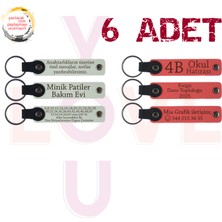 Miawiki Beyaz & Nar Çiçeği, Aile Gecelerine Anlamlı Hatıra, 6’lı Set, Isim Yazılabilen Deri Anahtarlık