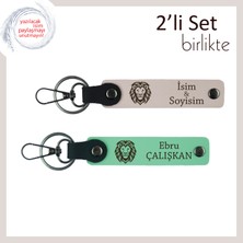 Miawiki Aslan Figürlü Erkek Sevgiliye Hediye, Karizmatik Yazı Eklenebilir Deri Set, Pudra-Açık Yeşil