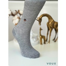 Voux Bambu Desenli Gri Erkek Yarım Konç Çorap 4 'lü