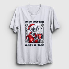Presmono Unisex Beyaz What A Year Yılbaşı Noel Christmas T-Shirt