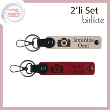 Miawiki Anılarını Taşıyan Tasarım, Kamera Temalı, Kişisel Yazılı Anahtarlık Takımı, Pudra-Kırmızı