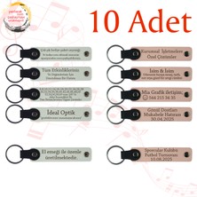 Miawiki Beyaz & Pudra, Düğün Davetlilerine Anlamlı Sürpriz, 10’lu Set, Tarih ve Isimli Deri Anahtarlık