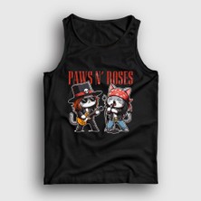 Presmono Unisex Siyah Paws N' Roses Guns N' Roses Kedi Kedili Atlet