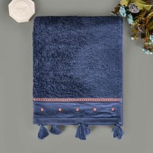 Matmel Soft Piene Yüz Havlusu - Lacivert / Kiremit - 50X90 cm