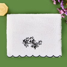 Matmel Soft French Cottage Onda Yüz Havlusu - Ekru / Siyah - 50X90 cm