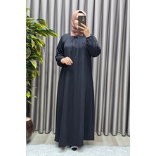 Elmas Tesettür Kadın Tesettür Giyim Büyük Beden Kare Yaka Robalı Lina Elbise