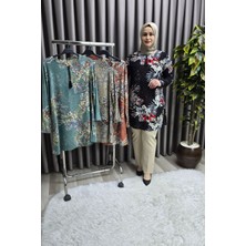 Elmas Tesettür Kadın Tesettür Giyim Büyük Beden Palmiye Desen Tunik