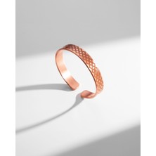 Sırlı Sepet Üçgen Geometri Motifli ve Dua Işlemeli Bakır Bilezik (Zeolit Taşı)