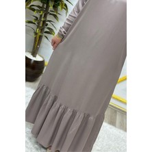 Elmas Tesettür Kadın Tesettür Giyim Büyük Beden Düz Fırfırlı Elbise