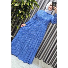 Elmas Tesettür Kadın Tesettür Giyim Yazlık Viscon Üç Katlı Papatya Elbise