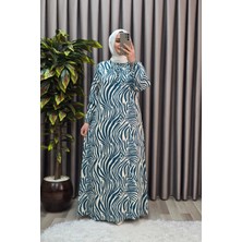 Elmas Tesettür Kadın Tesettür Giyim Büyük Beden Zebra Desen Elbise