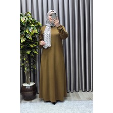 Elmas Tesettür Kadın Büyük Beden Hakim Yaka Fitilli Nevra Elbise