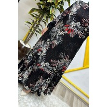 Elmas Tesettür Kadın Tesettür Giyim Büyük Beden Palmiye Fırfırlı Elbise