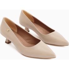 Limoya Wera Bej Kısa Topuklu Ayakkabı Kadın Stiletto