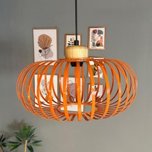 Bamyum Este Turuncu Sarkıt Avize Geniş Ahşap Iç Mekan Aydınlatma Dekoratif Mutfak Hol Cafe Ofis