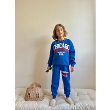 Sacro Kids Basketbol Baskılı Şardonlu 3 Iplik Sweatshirt-Eşofman Altı Kışlık Erkek Çocuk Takım