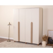 Donaco İtra 4 Kapaklı Gardırop – Krem Gövde, Krem Lake Kapak